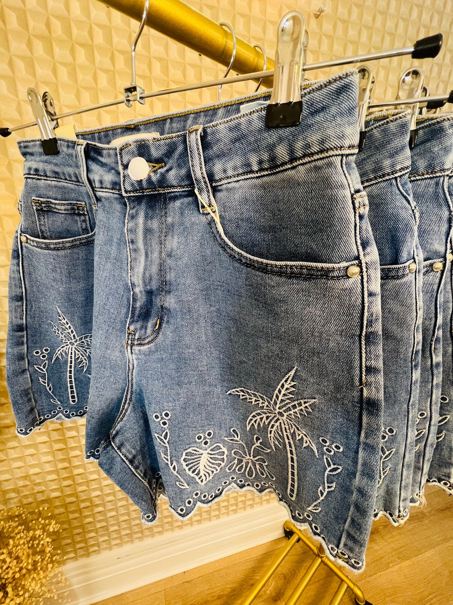 Palm Tree Denim Shorts
