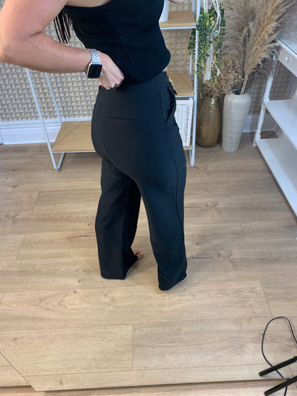 Black Chain Stretch Trousers