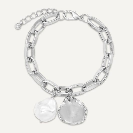 Pearl & Silver Link Bracelet