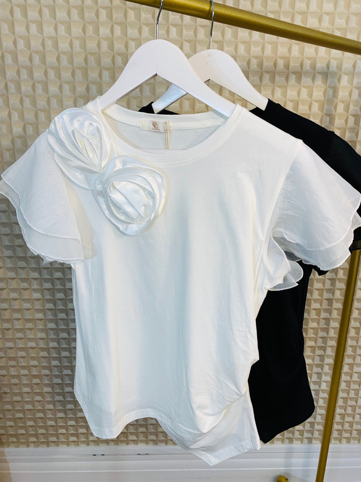 Flower Frill Sleeve Tee