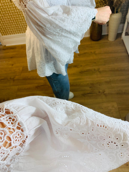 White Tie Front Top