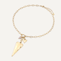 Long Gold double heart and triangle necklace