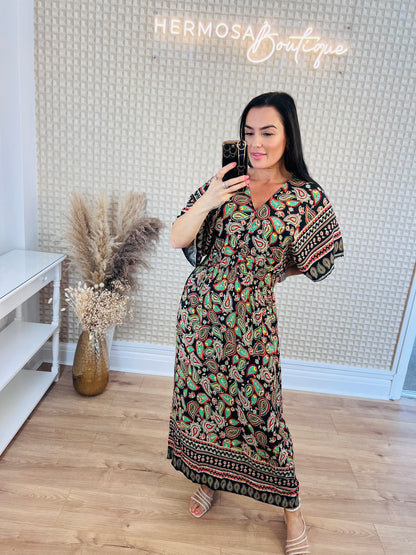 QED Black Paisley Midi Dress