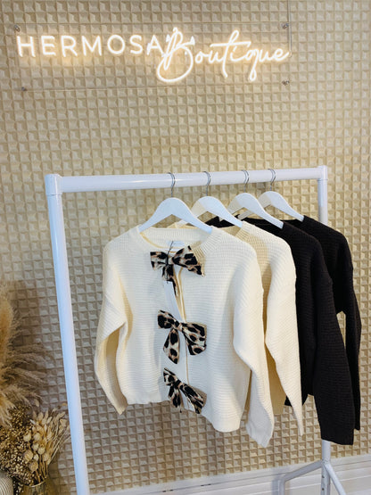 Leopard Bow Cardi