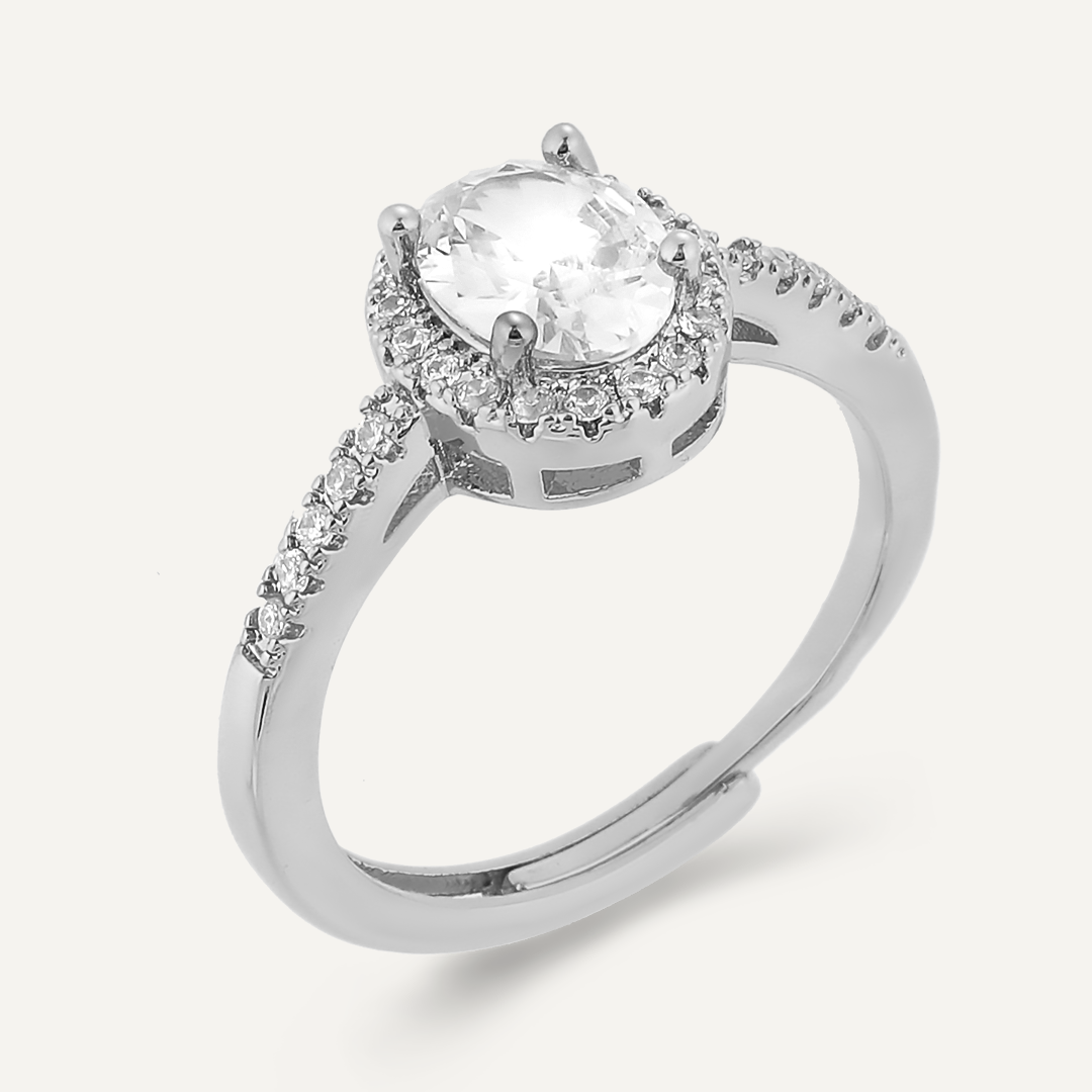 Silver diamond ring