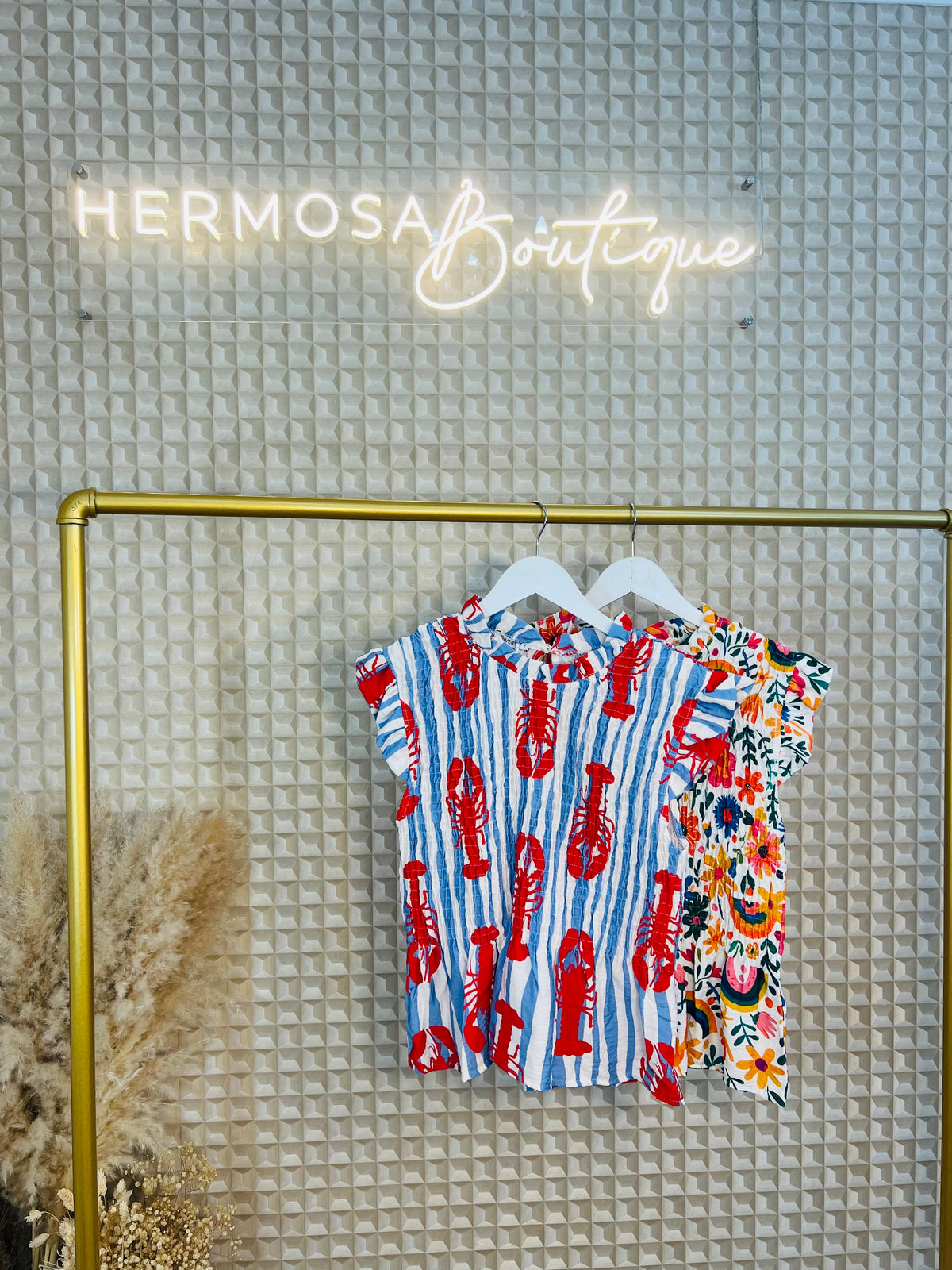 Pattern Shirred Top