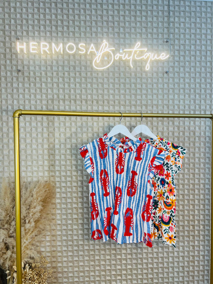 Pattern Shirred Top
