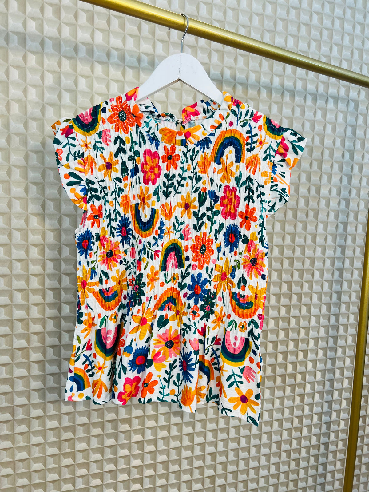 Pattern Shirred Top