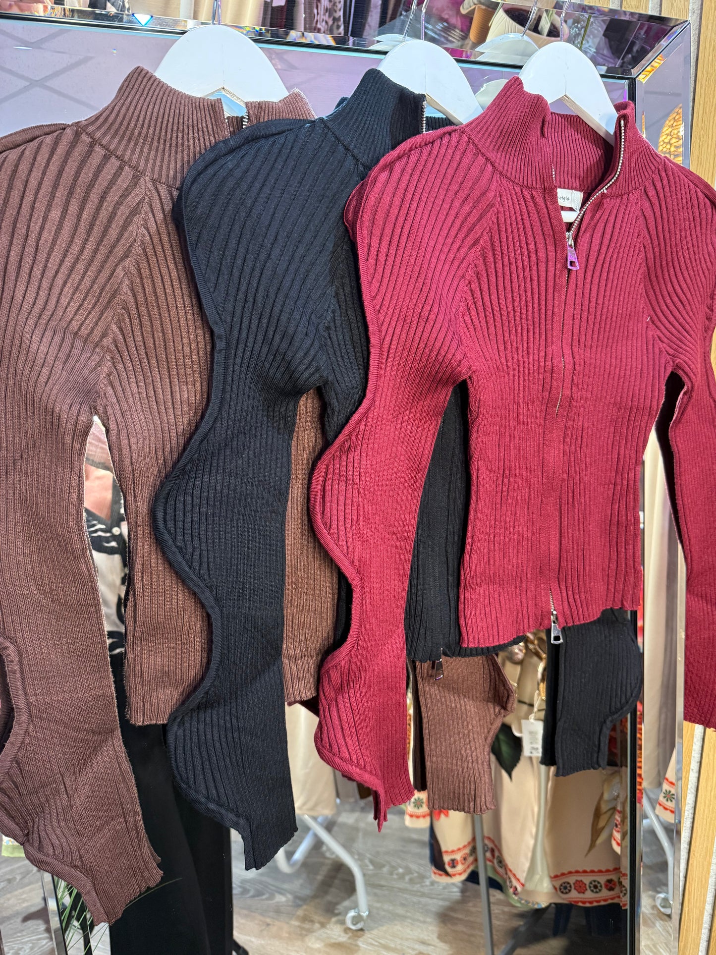 Giorgia Ribbed Zip Cardigan