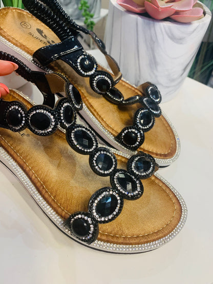 Black Jewelled Sandal