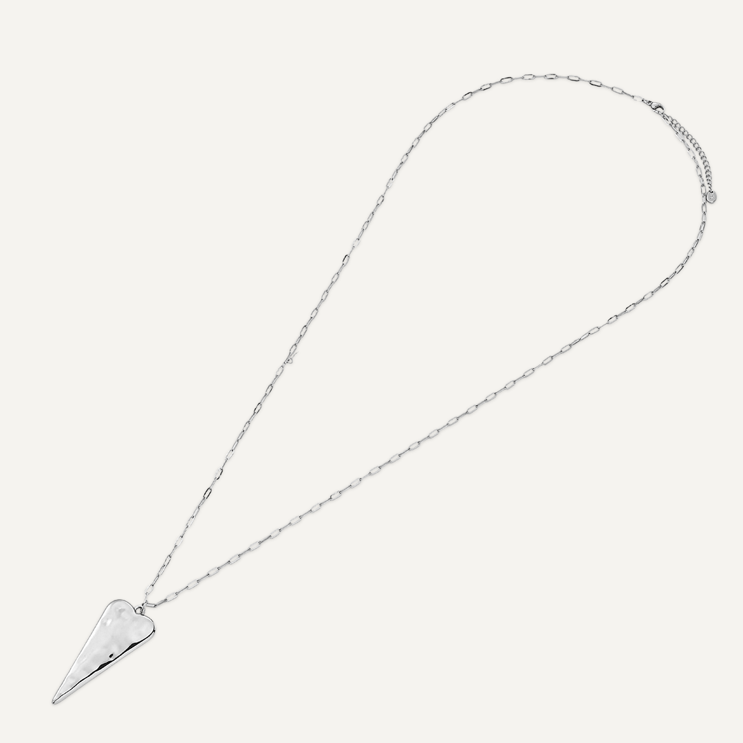 Long silver triangle necklace