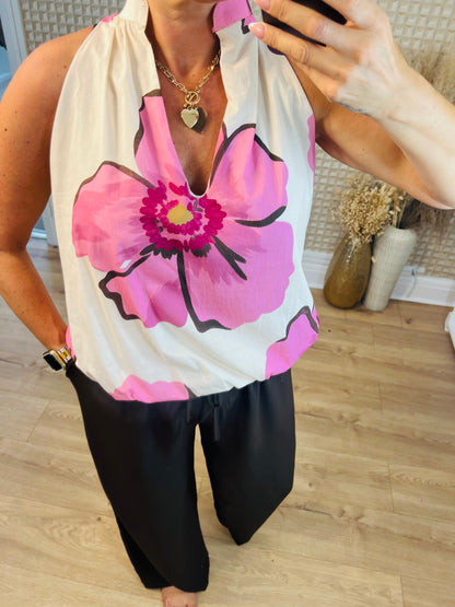 Flower Puff Hem Blouse