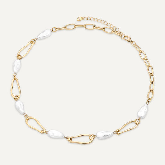Pearl & Gold Link Necklace