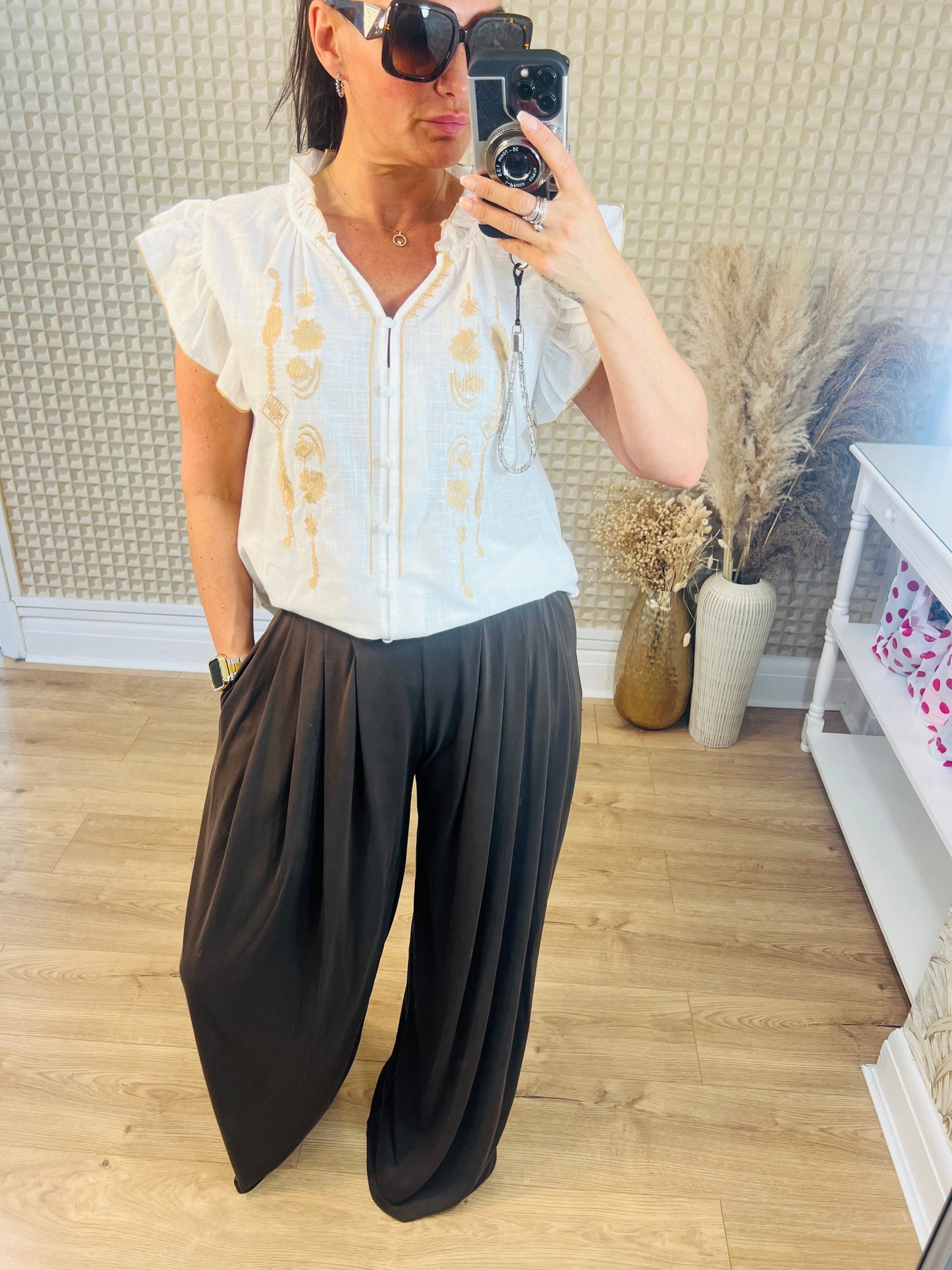 Brown Soft Pleat Palazzo