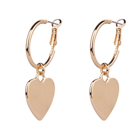 Heart Hoop Gold Earrings