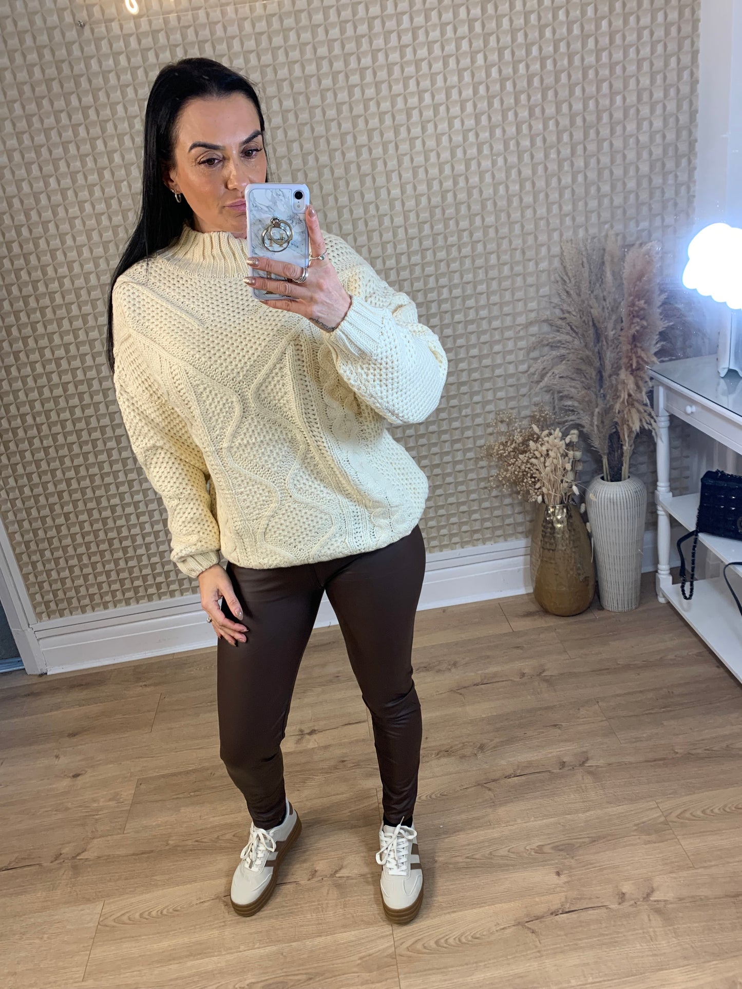 Brown PU Leggings