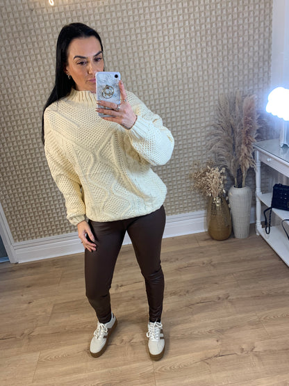 Brown PU Leggings