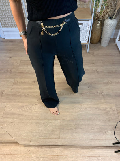 Black Chain Stretch Trousers