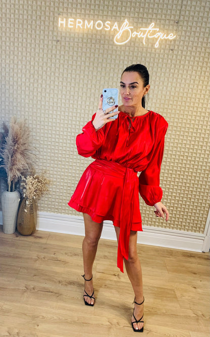 Red Satin Dress