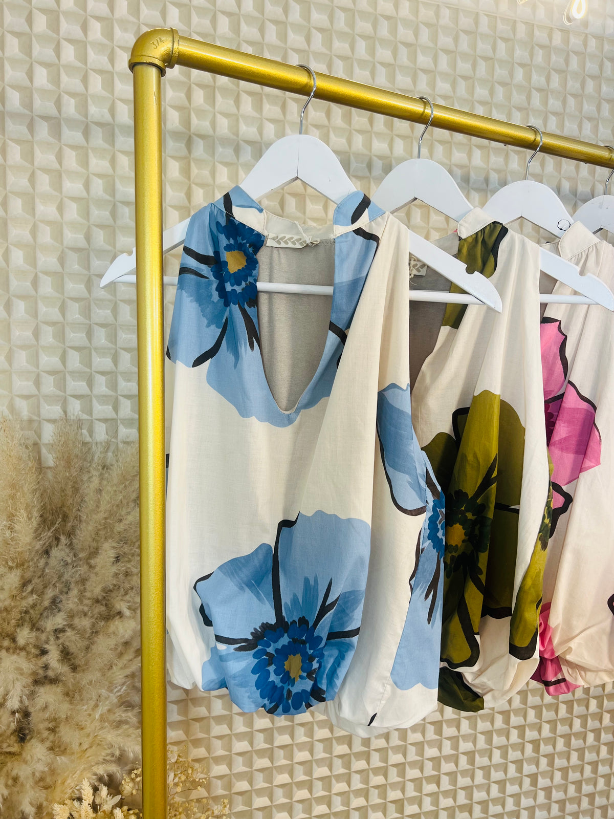 Flower Puff Hem Blouse