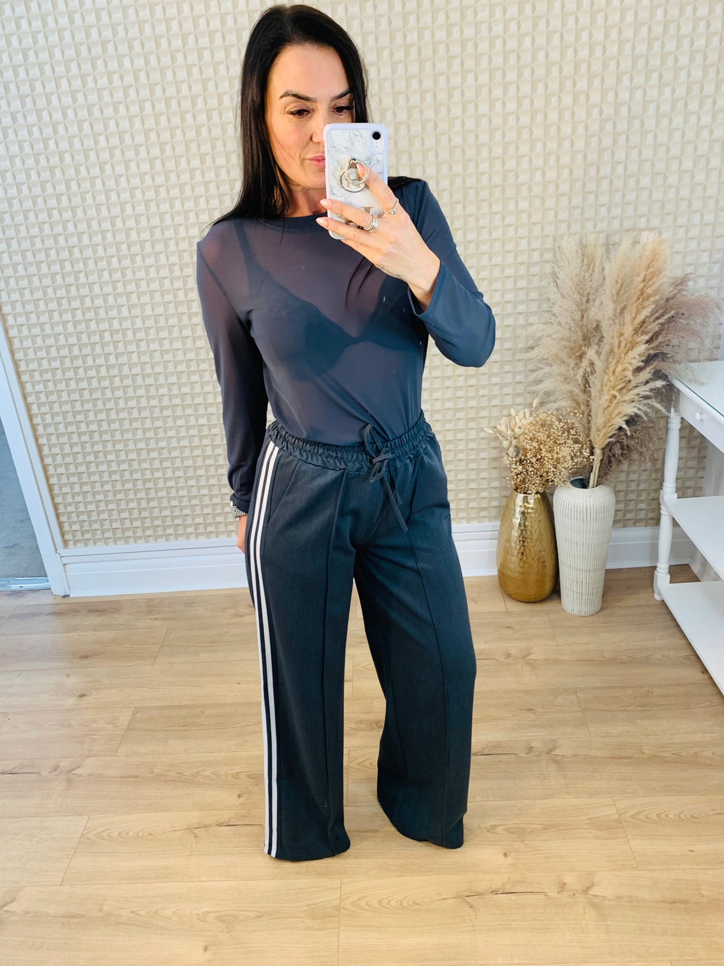 Striped Grey Old Skool Pant