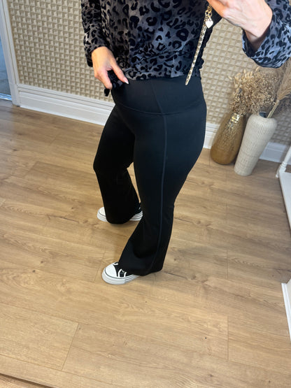 Black Active Wear Flared Leggings