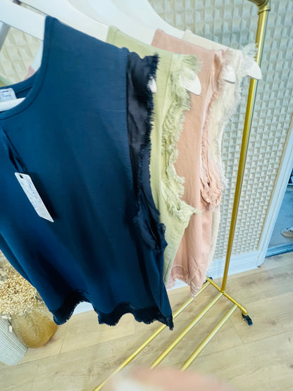 Fringe Sleeve Tee