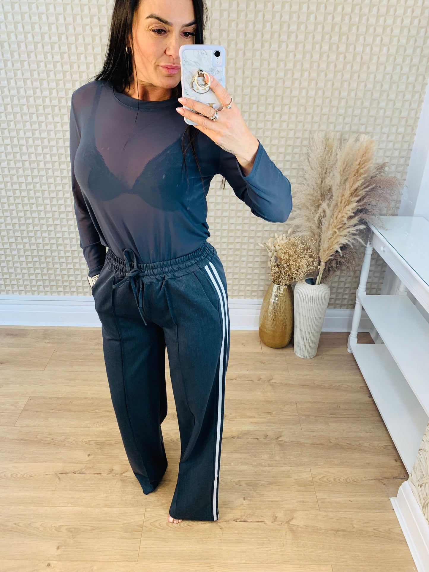 Striped Grey Old Skool Pant