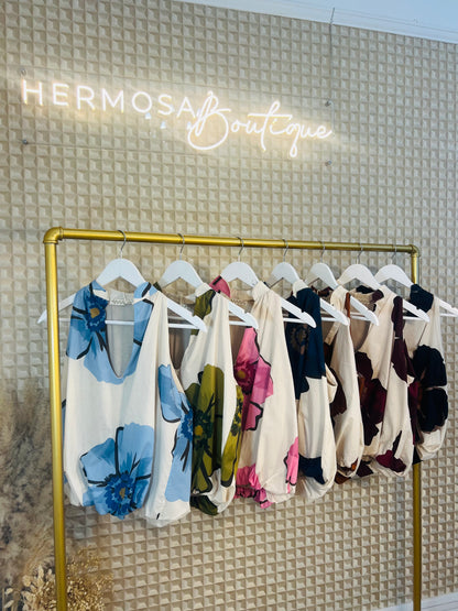 Flower Puff Hem Blouse