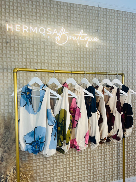 Flower Puff Hem Blouse
