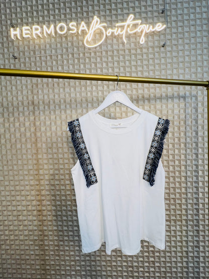 Blue Fringe Tee
