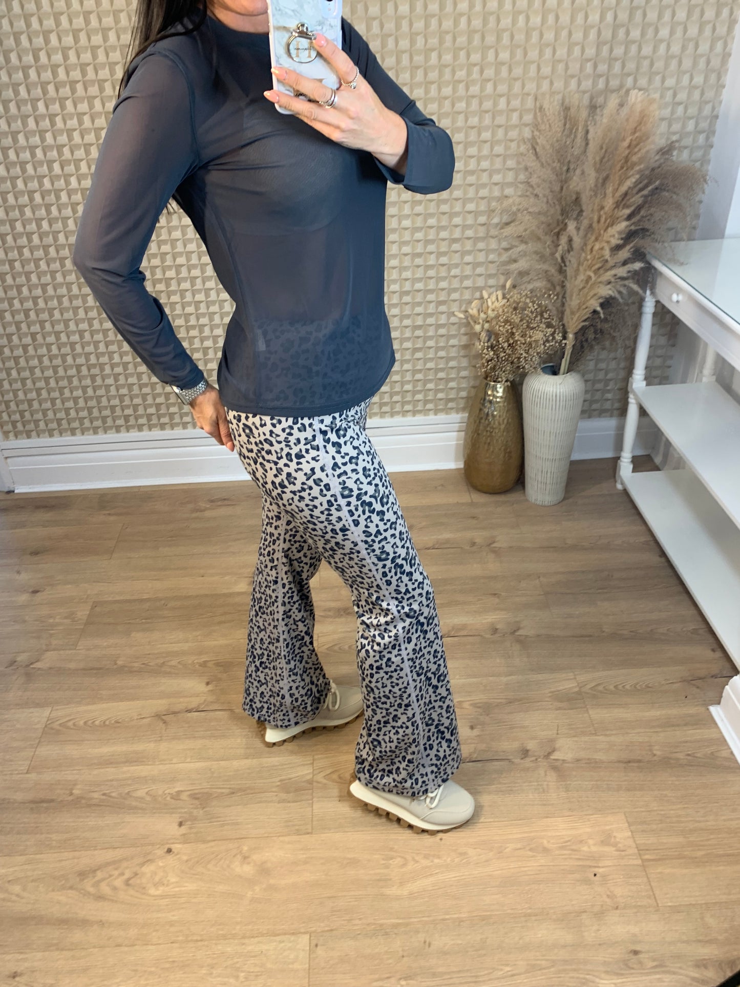 Leopard Active Wear Flared Leggings