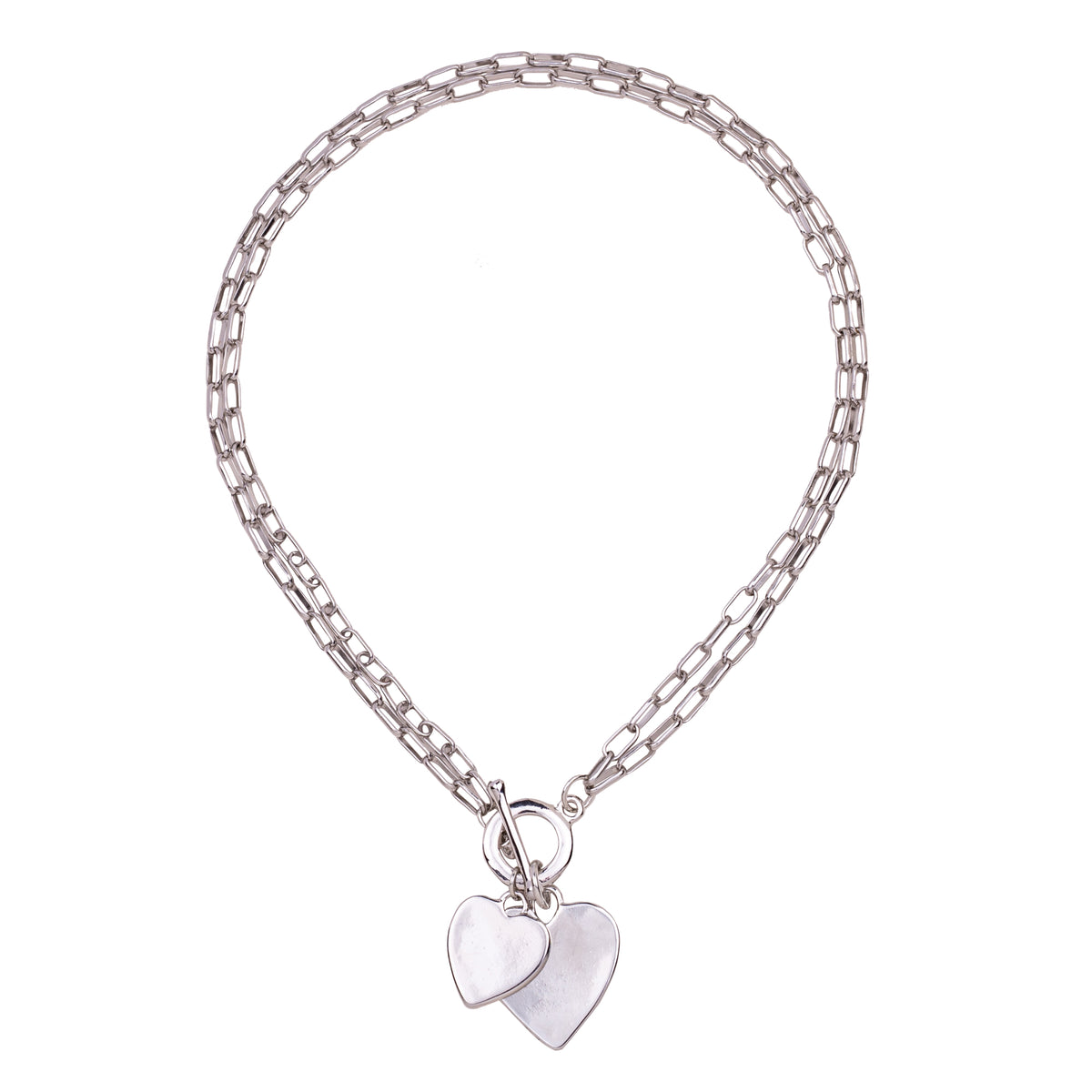 Silver Heart T-Bar Necklace