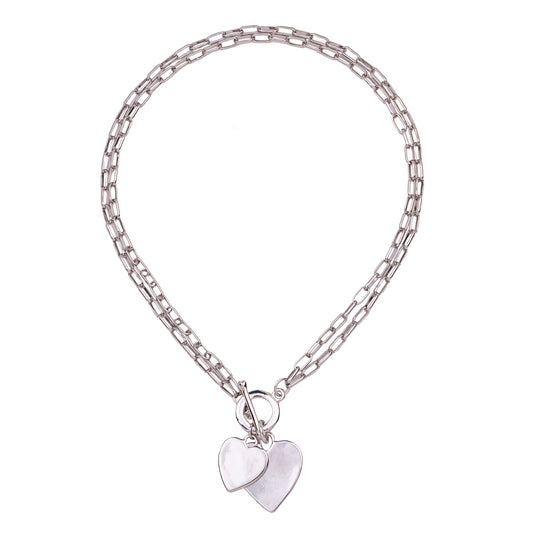 Silver Heart T-Bar Necklace