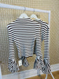 Coffee Flute Sleeve Stripe Jumper
