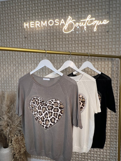 Leopard Heart Knit