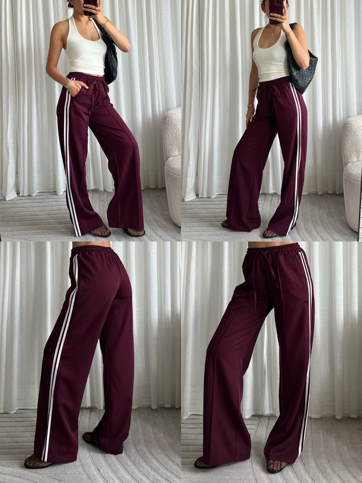 Striped Old Skool Pants Wine
