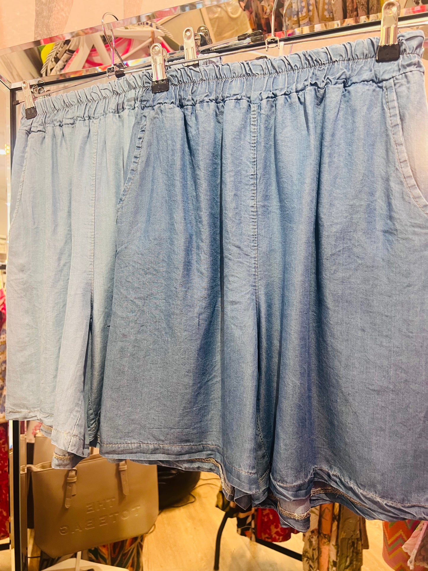 Cotton Denim Look Shorts