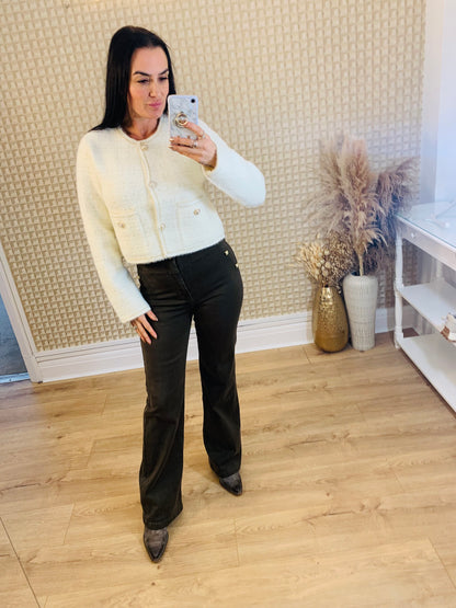 Folyrose Brown Button Jeans