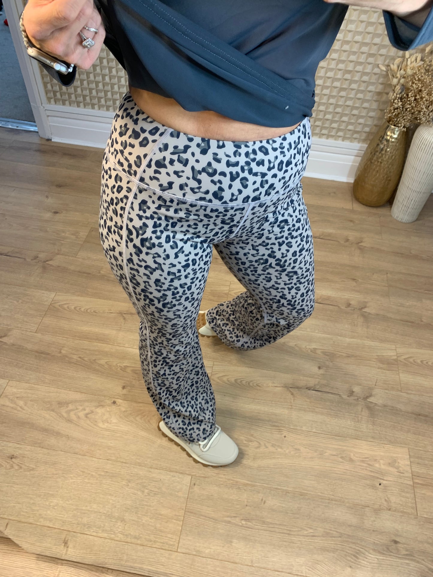 Leopard Active Wear Flared Leggings