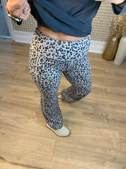 Leopard Active Wear Flared Leggings