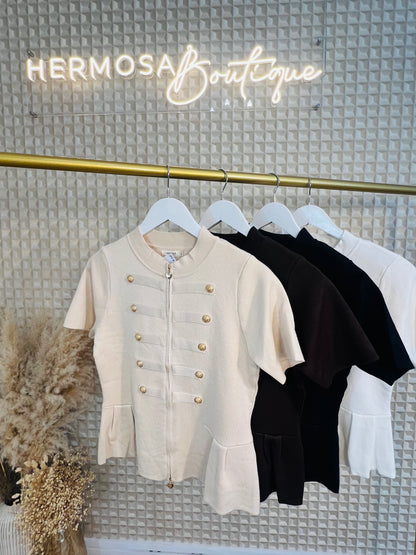 Military Zip Cardy Top