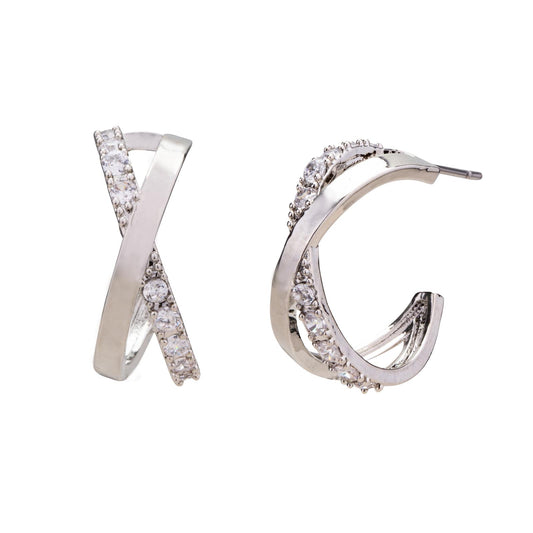 Silver cross over hoop
