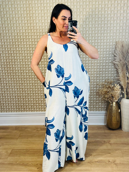 CC Blue Floral Jumpsuit