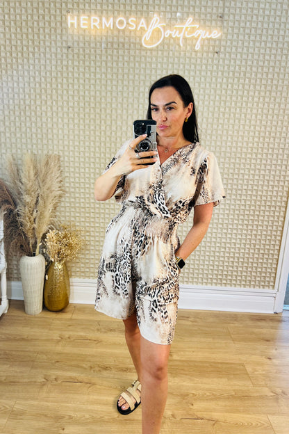 Beige Leopard Playsuit