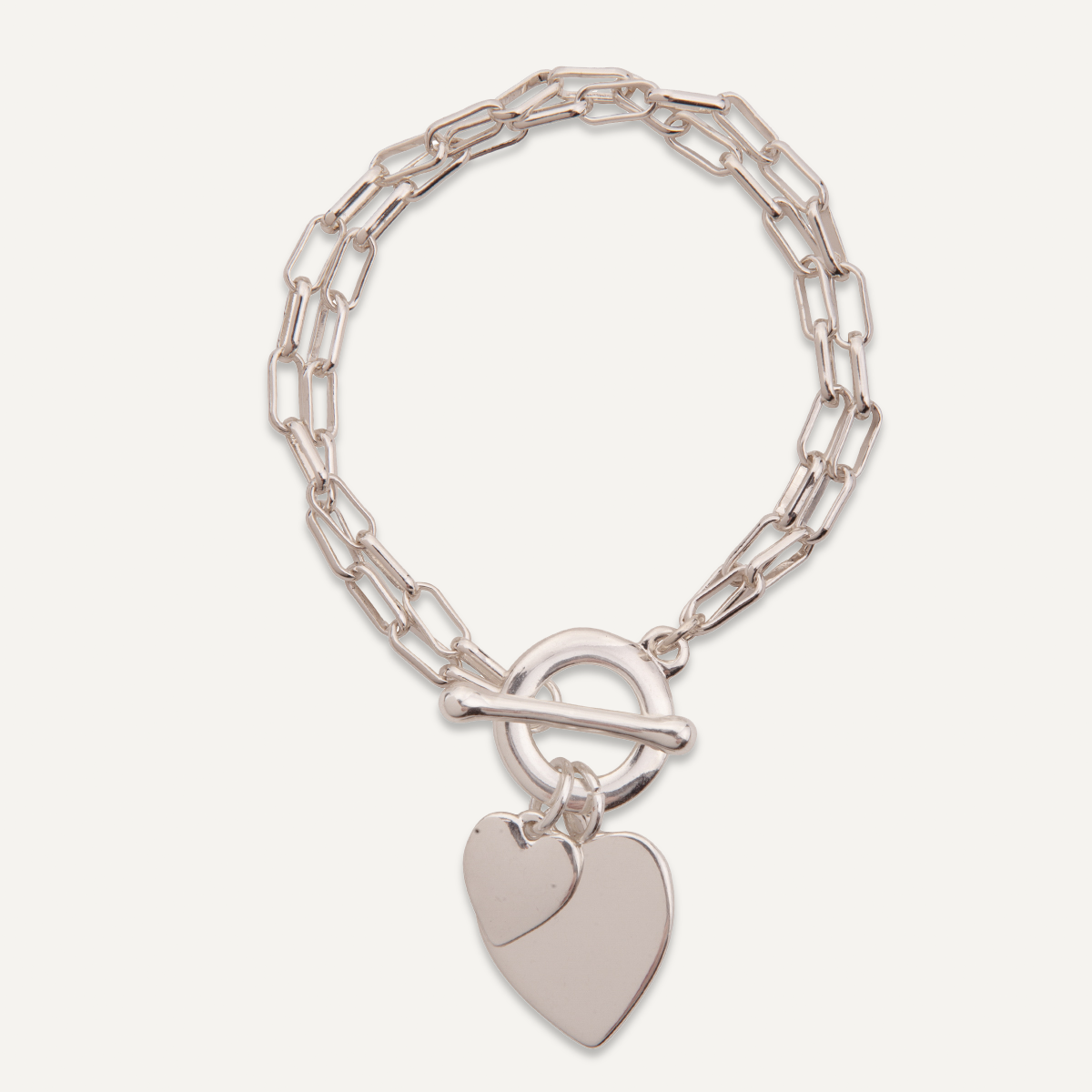 Silver Heart T-Bar Bracelet