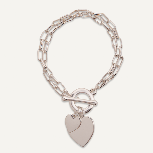 Silver Heart T-Bar Bracelet