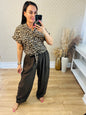 Cropped leopard print shirt