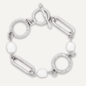 Audrey Faux Pearls T-Bar Silver Bracelet