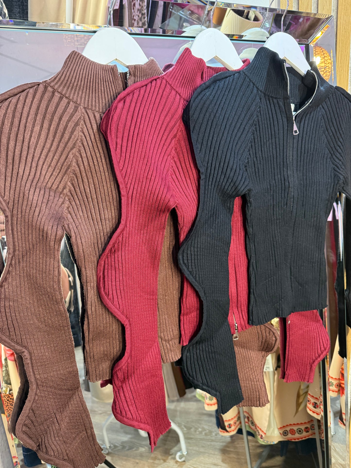 Giorgia Ribbed Zip Cardigan